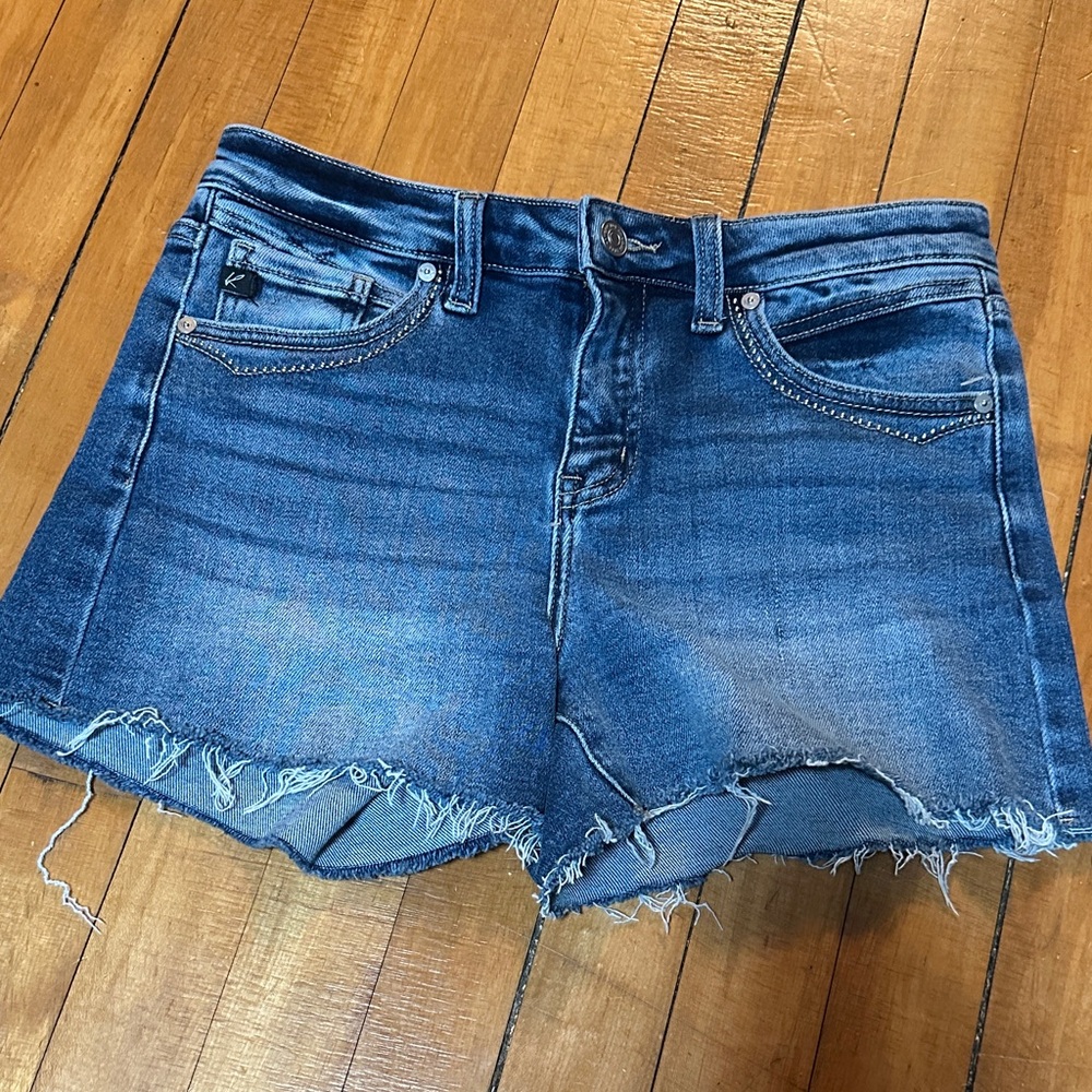 KanCan Bling Pocket Raw‎ Hem Blue Denim Shorts 27